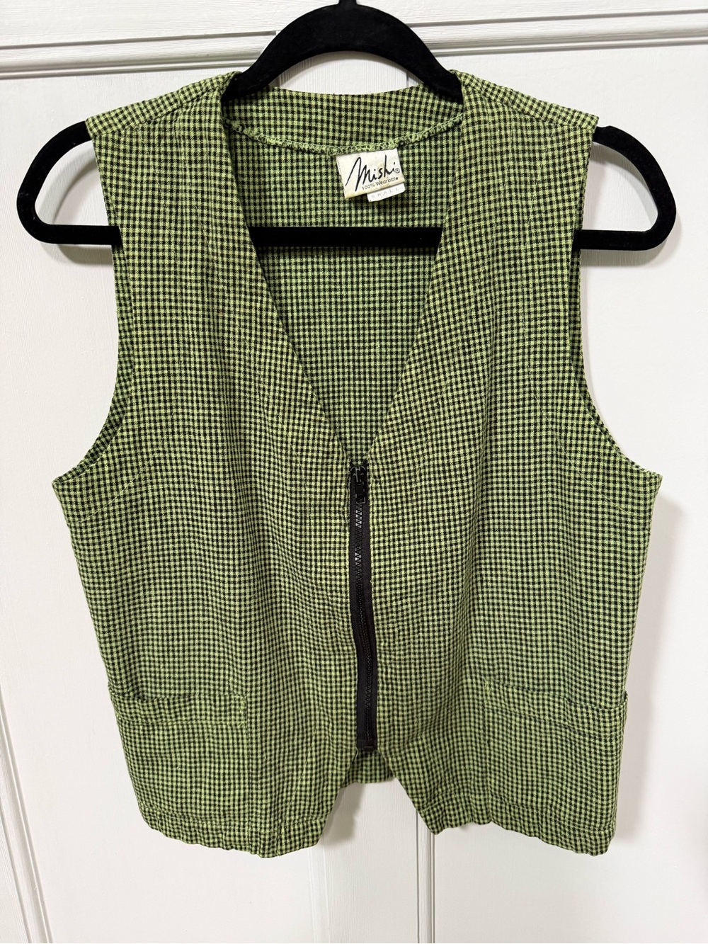 Mishi Zip-Front Checked Vest. - Picture 1 of 7